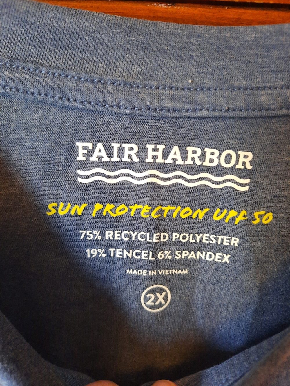 Fair Harbor Sun Protection UPF 50+ Dusty Blue Long Sleeve Henley T-shirt Size 2X - Picture 7 of 8